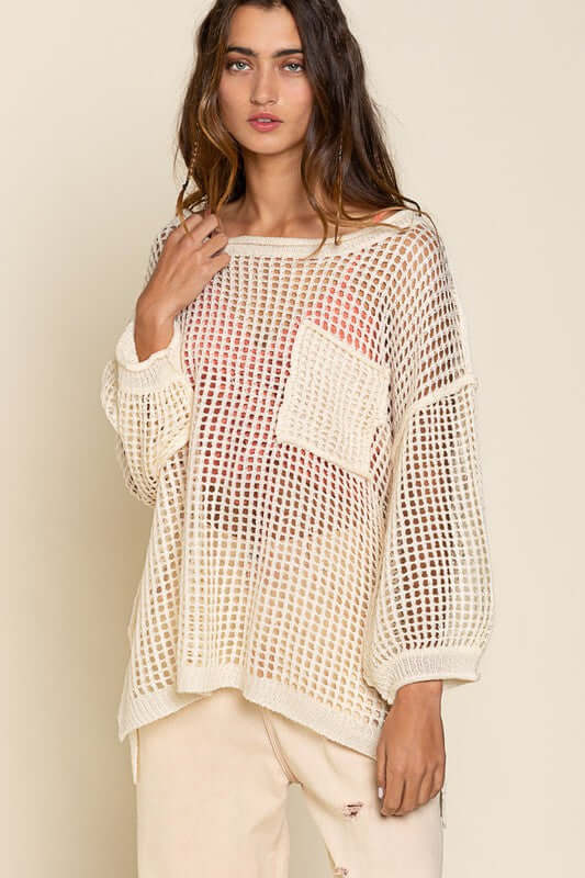 Oversized See-through Pullover Sweater | Stylish & Comfortable - Trendify