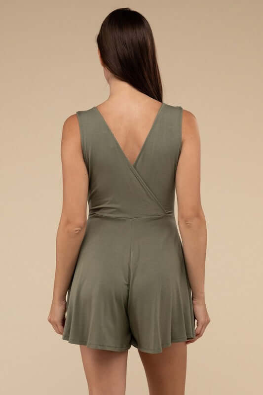 Sleeveless Surplice Neckline Romper | Elegant Evening Wear - Trendify