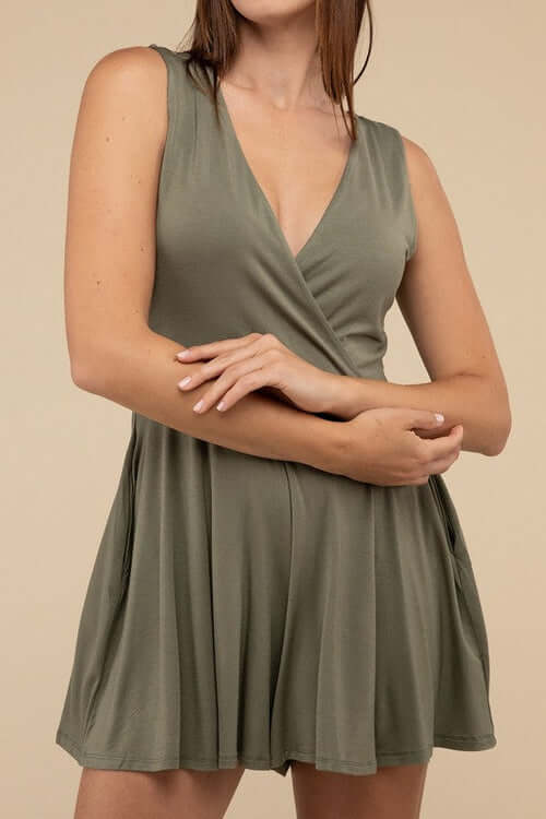 Sleeveless Surplice Neckline Romper | Elegant Evening Wear - Trendify
