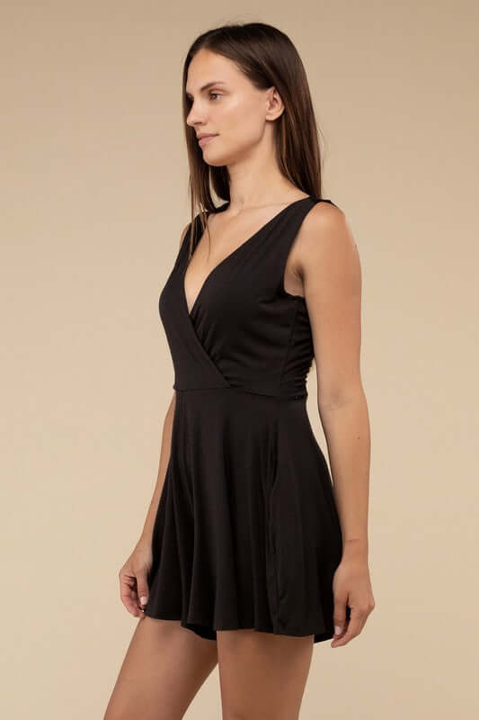 Sleeveless Surplice Neckline Romper | Elegant Evening Wear - Trendify