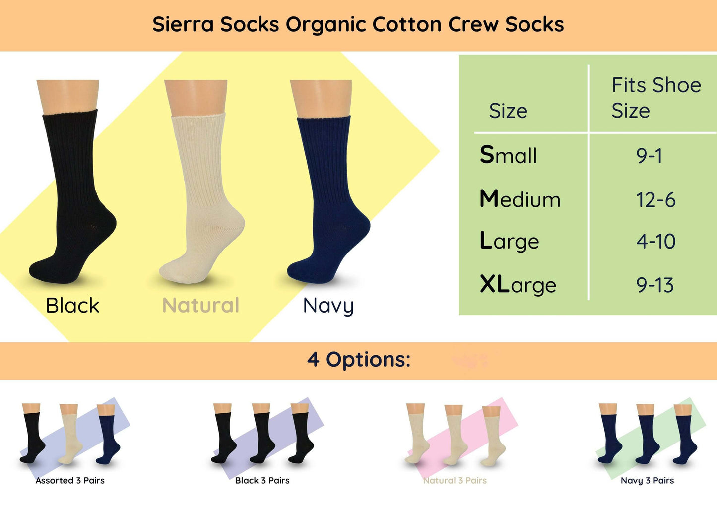 Organic Cotton Crew Socks for Women & Kids - Eco-friendly School Socks