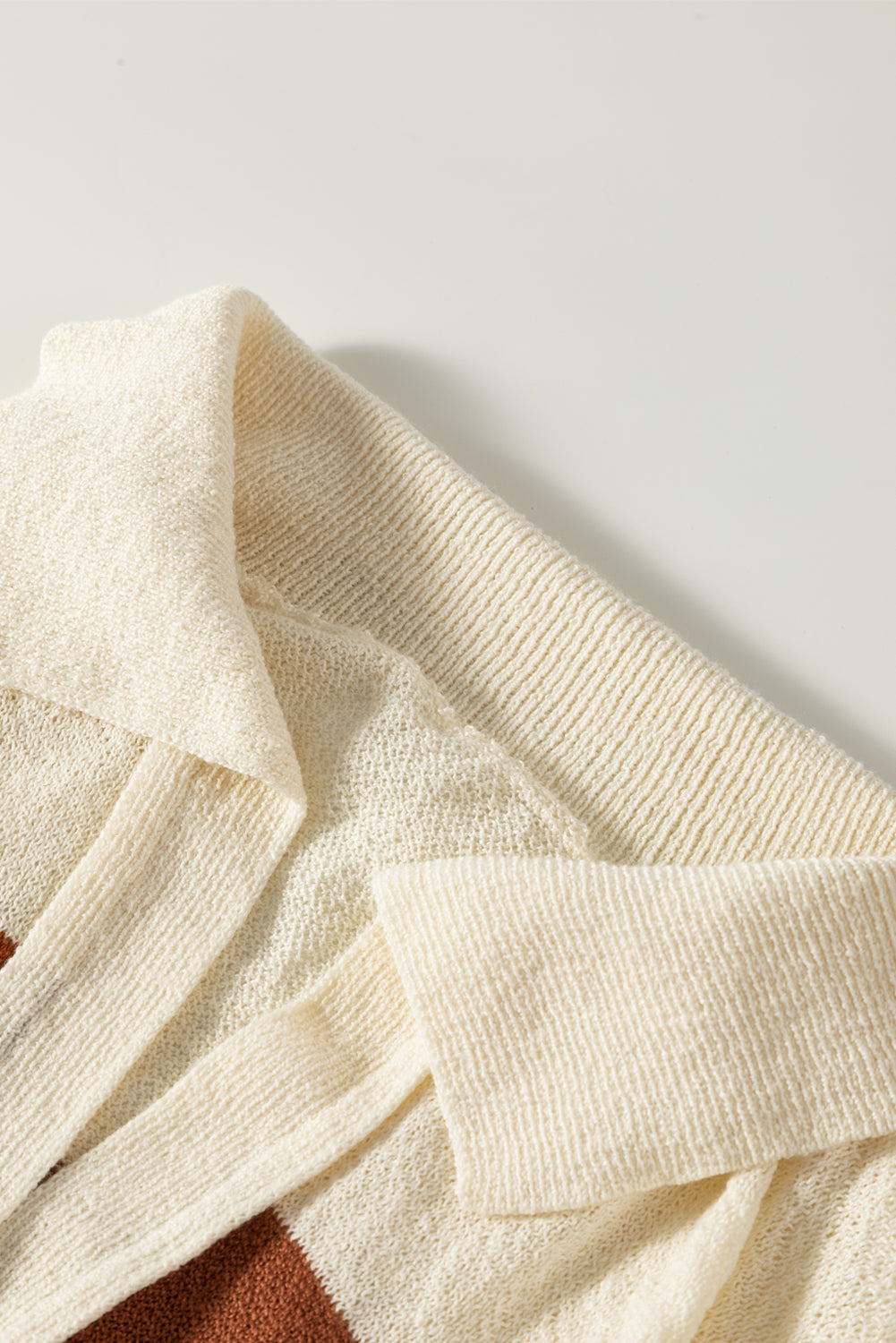 Stripes Collared Neck Corded Sweater - Trendy & Comfortable