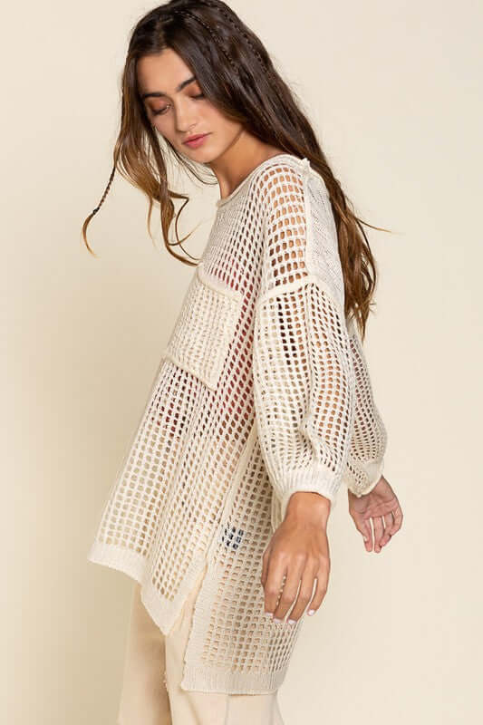 Oversized See-through Pullover Sweater | Stylish & Comfortable - Trendify