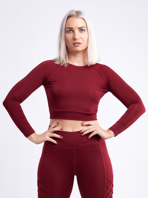 Long-Sleeve Crop Top | Women's Gym Wear - FitFlex
