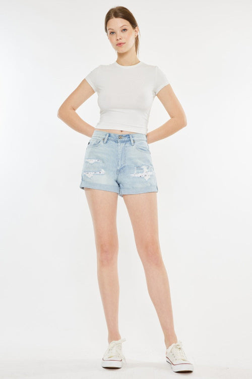 High Rise Repaired Mom Denim Shorts - Kancan