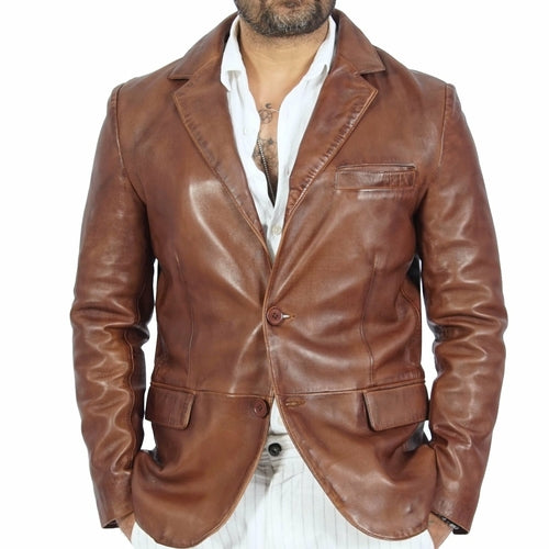 Brown Leather Blazer for Men | Stylish & Versatile - TrendSetter