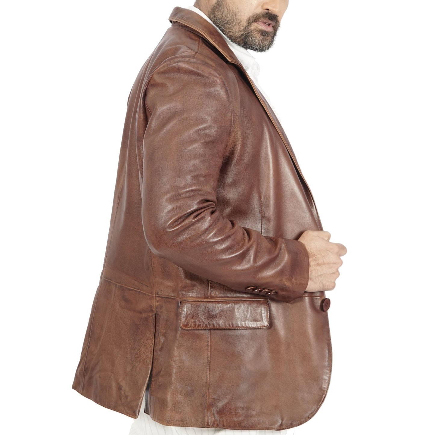Brown Leather Blazer for Men | Stylish & Versatile - TrendSetter