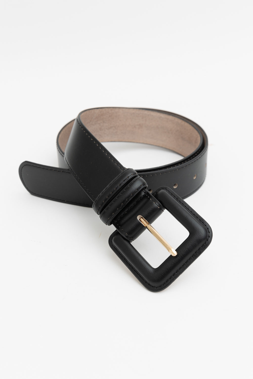 Stylish Genuine Leather Belt for Men - Sleek Square-Buckle Design