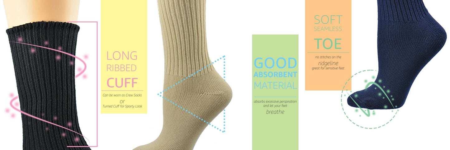 Organic Cotton Crew Socks for Women & Kids - Eco-friendly School Socks