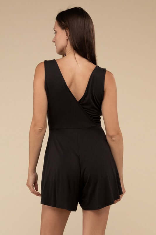 Sleeveless Surplice Neckline Romper | Elegant Evening Wear - Trendify
