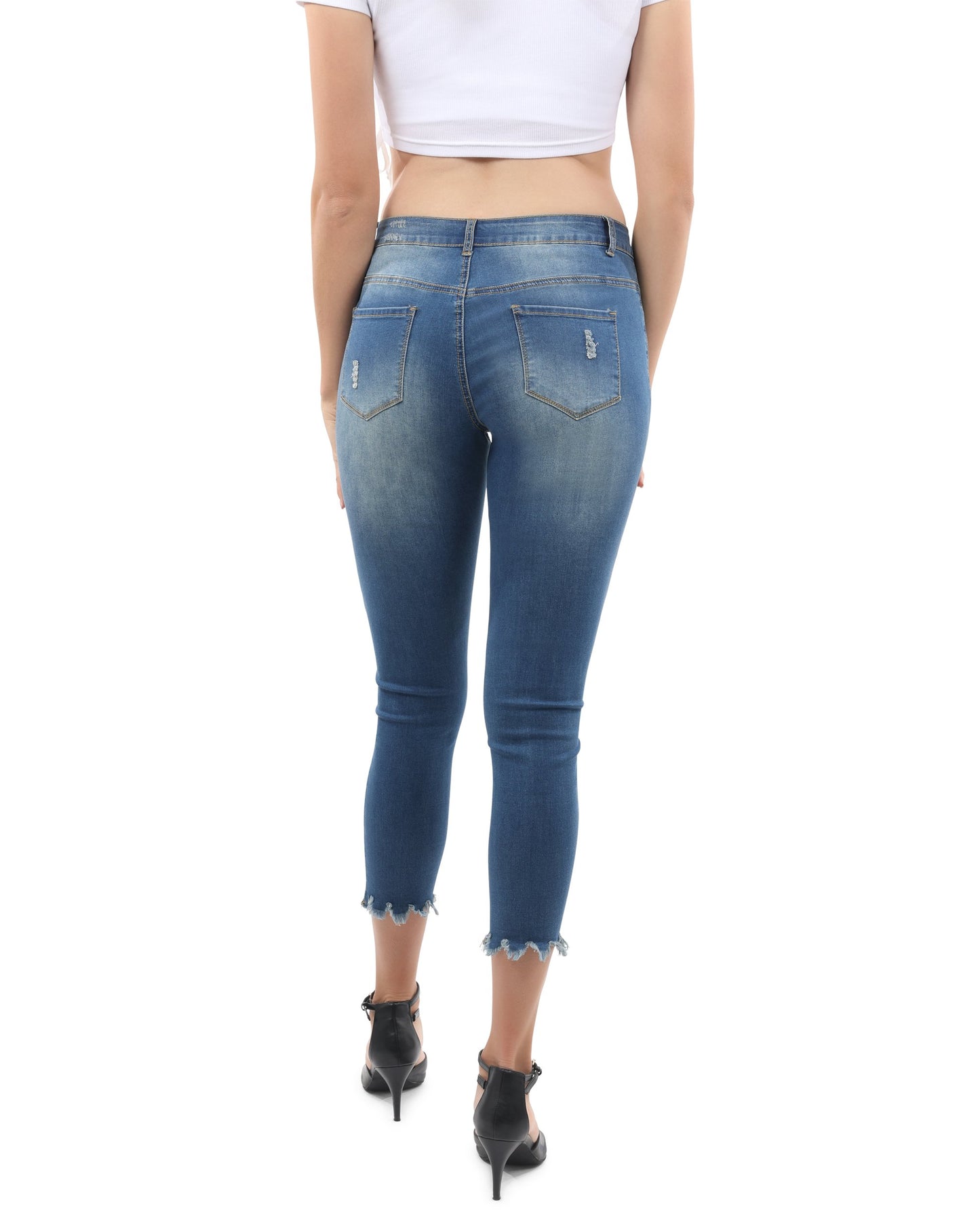 High Waisted Distressed Jeans - Trendy & Comfortable