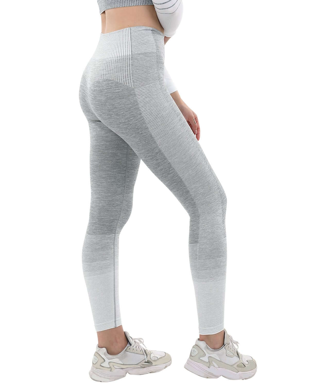 Seamless Leggings - Grey & White | Stretchy & Comfortable - ActiveWear