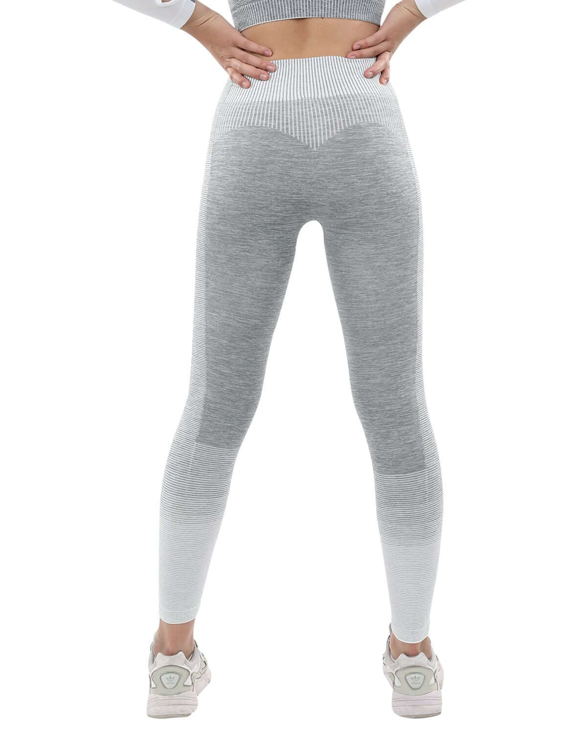 Seamless Leggings - Grey & White | Stretchy & Comfortable - ActiveWear