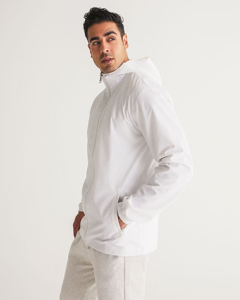 White Mens Windbreaker Jacket with Hood | Lightweight & Stylish - TrendCloth