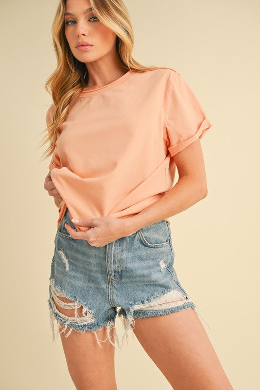 Exposed Seam Short Sleeve T-Shirt - Aemi + Co