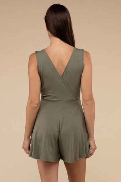 Sleeveless Surplice Neckline Romper | Elegant Evening Wear - Trendify