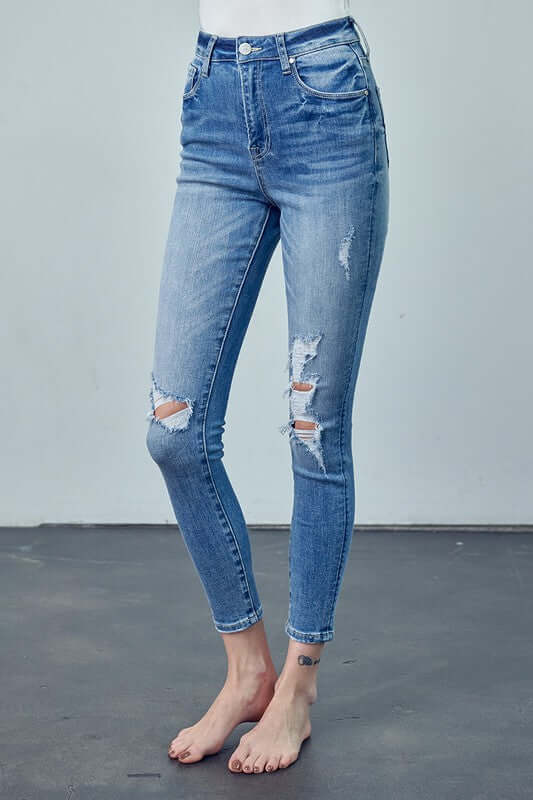High-Rise Ankle Skinny Jeans | Contemporary Design - FashionFusion