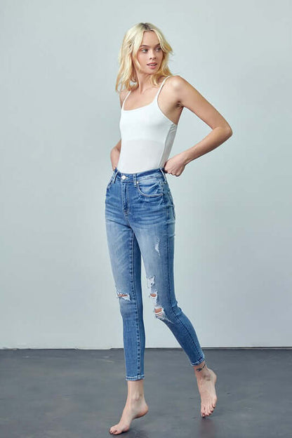 High-Rise Ankle Skinny Jeans | Contemporary Design - FashionFusion