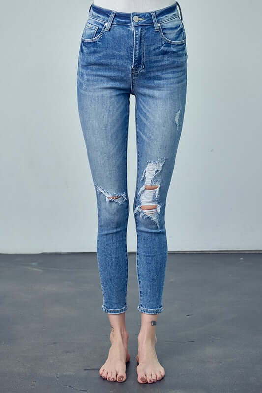 High-Rise Ankle Skinny Jeans | Contemporary Design - FashionFusion