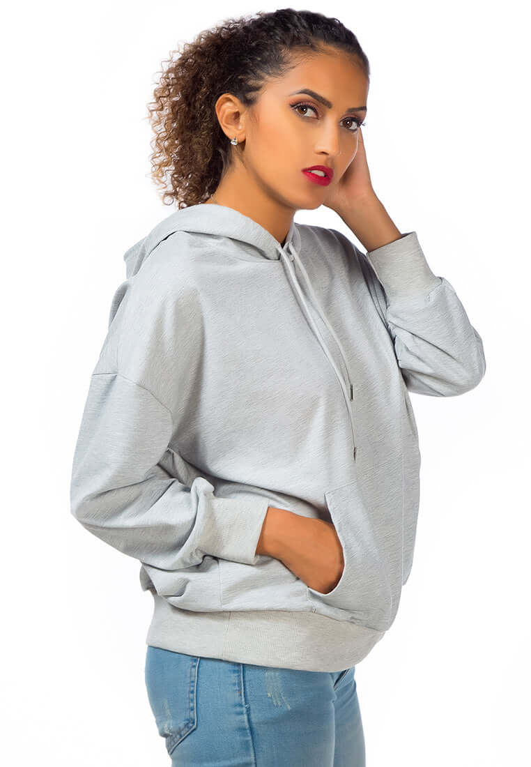 Warm Melange Pullover Drawstring Hoodie - Perfect for Winter