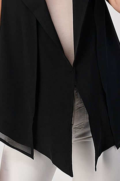 Sleeveless Draped Open Front Vest - Stylish Outerwear for Women