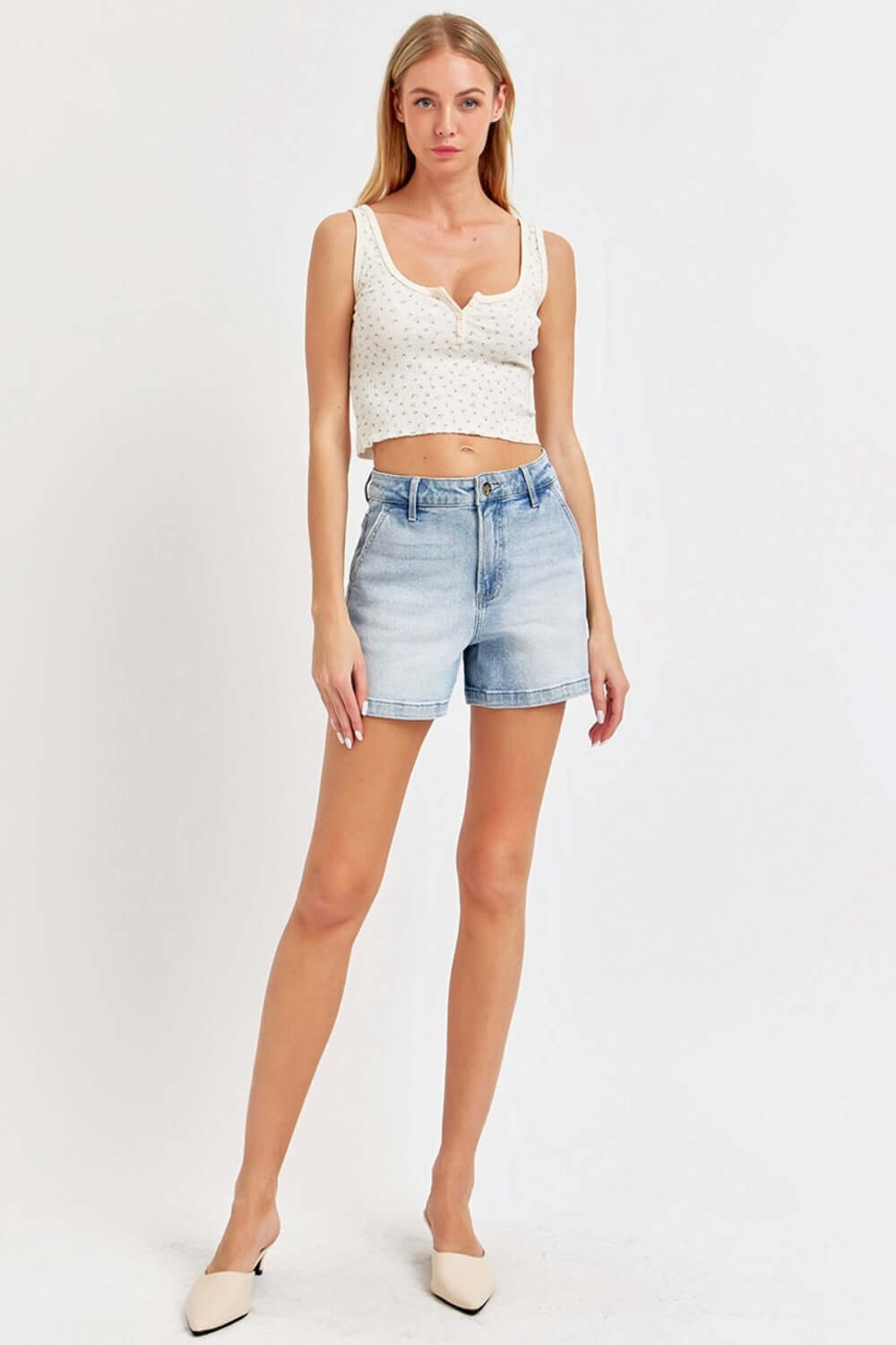 High Rise Denim Shorts - Full Size | Classic & Comfortable - Risen