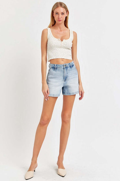 High Rise Denim Shorts - Full Size | Classic & Comfortable - Risen