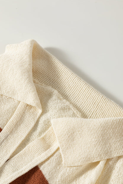 Stripes Collared Neck Corded Sweater - Trendy & Comfortable