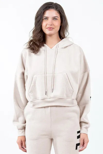 Stylish Letter Graphic Cropped Hoodie - American Bazi