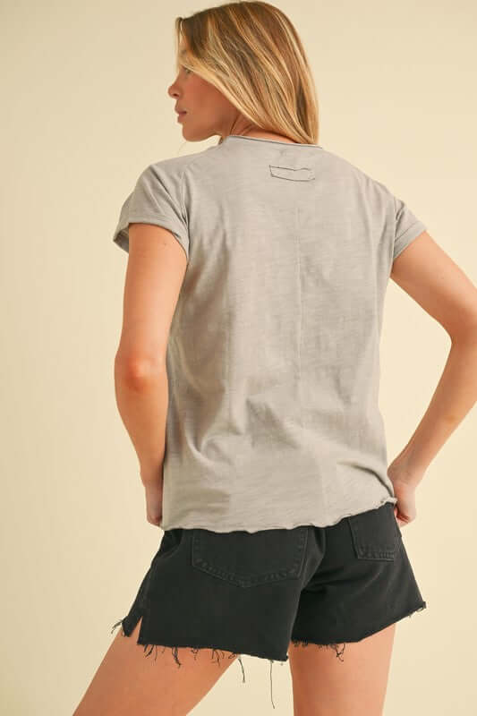 Aemi + Co Lettuce Edge Round Neck Short Sleeve T-Shirt