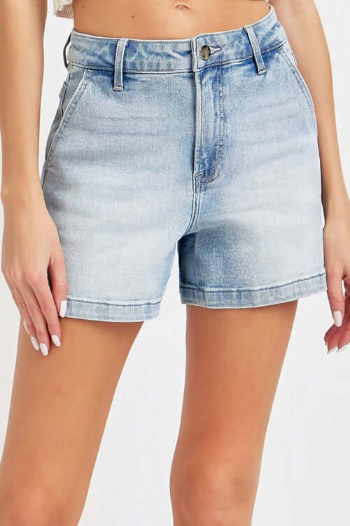 High Rise Denim Shorts - Full Size | Classic & Comfortable - Risen