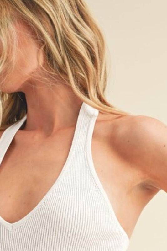 Aemi + Co Ribbed Halter Neck Cami | Trendy & Chic | 100% Rayon - AemiCo