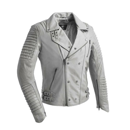 Brooklyn - Stylish Men's Lambskin Leather Jacket (White)