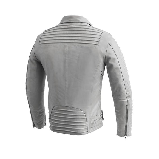 Brooklyn - Stylish Men's Lambskin Leather Jacket (White)
