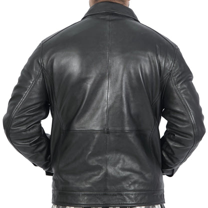 Classic Black Leather Jacket for Men - Timeless Fashion - BrandName