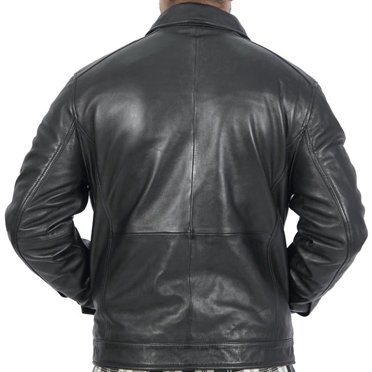 Classic Black Leather Jacket for Men - Timeless Fashion - BrandName