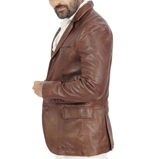 Brown Leather Blazer for Men | Stylish & Versatile - TrendSetter