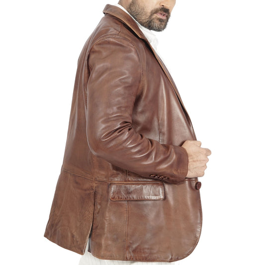 Brown Leather Blazer for Men | Stylish & Versatile - TrendSetter
