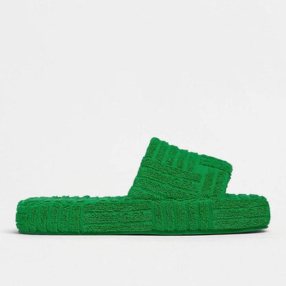 Comfort Leisure Beach Shoes - Flat Thick Furry Slippers for Women