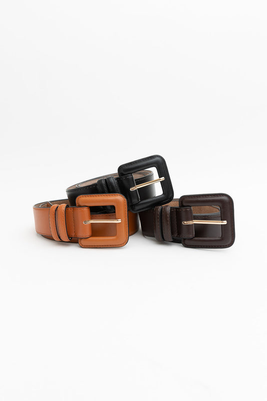 Stylish Genuine Leather Belt for Men - Sleek Square-Buckle Design