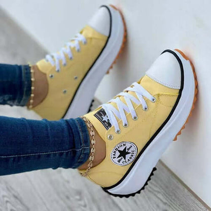Canvas Lace-Up Sneakers | Casual Sport Shoes for Women - StepOut