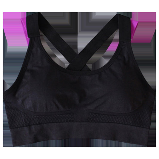 SOBEYO Sports Bra - Padded Elastic Straps Cross Back Black