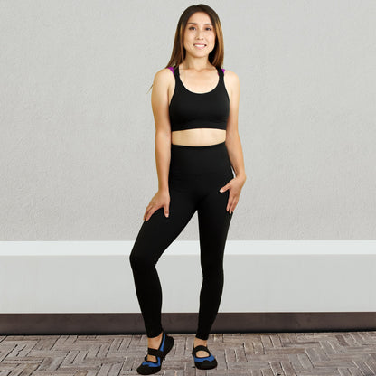 SOBEYO Sports Bra - Padded Elastic Straps Cross Back Black