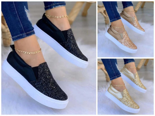 Comfortable & Stylish Moccasins Glitter Flat Female Loafers - Multiple Colors