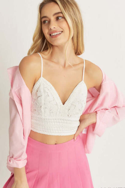 Love Tree Lace Crop Cami | Elegant & Comfortable - BelleVogue