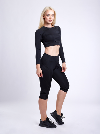 Long-Sleeve Crop Top | Women's Gym Wear - FitFlex
