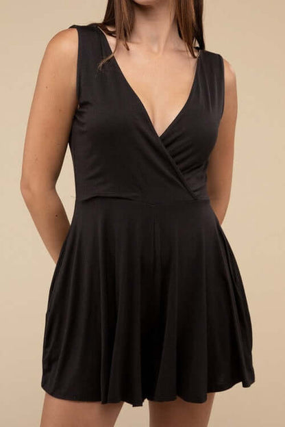 Sleeveless Surplice Neckline Romper | Elegant Evening Wear - Trendify