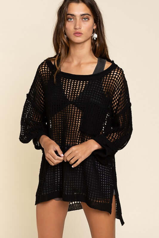 Oversized See-through Pullover Sweater | Stylish & Comfortable - Trendify