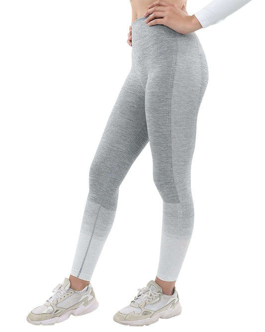 Seamless Leggings - Grey & White | Stretchy & Comfortable - ActiveWear