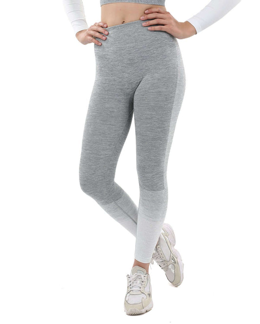 Seamless Leggings - Grey & White | Stretchy & Comfortable - ActiveWear